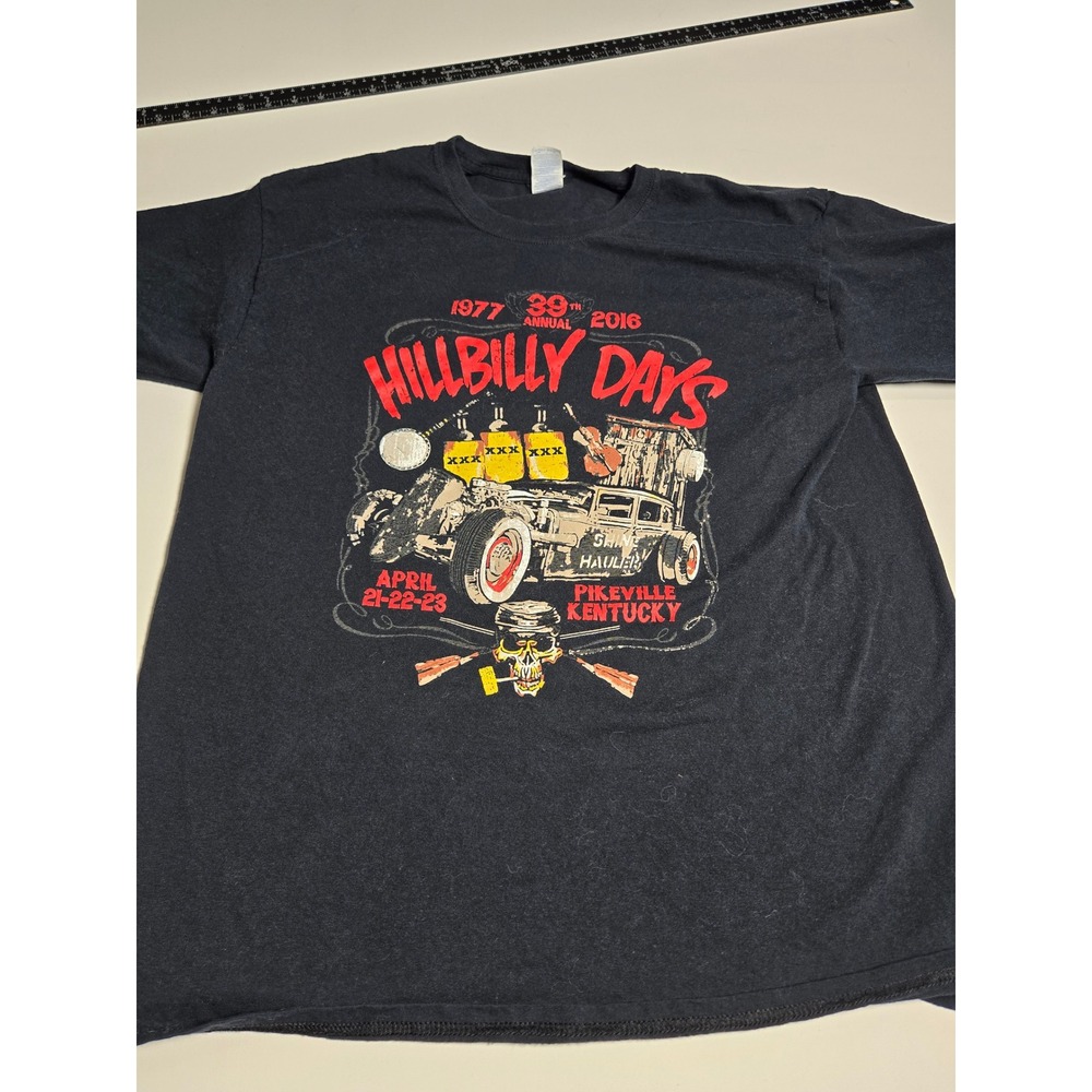 Gildan T-Shirt Mens L Black Excellent Hillbilly Days 2016 Pikeville KY Graphic